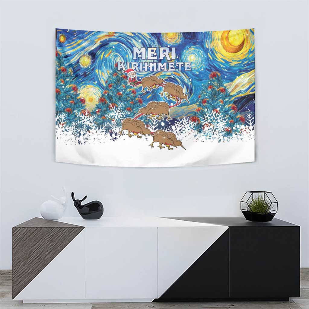 New Zealand Christmas Tapestry Kiwis Santa Sleigh Starry Night Style LT05 - Vibe Hoodie Shop