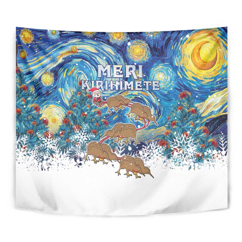 New Zealand Christmas Tapestry Kiwis Santa Sleigh Starry Night Style LT05 - Vibe Hoodie Shop