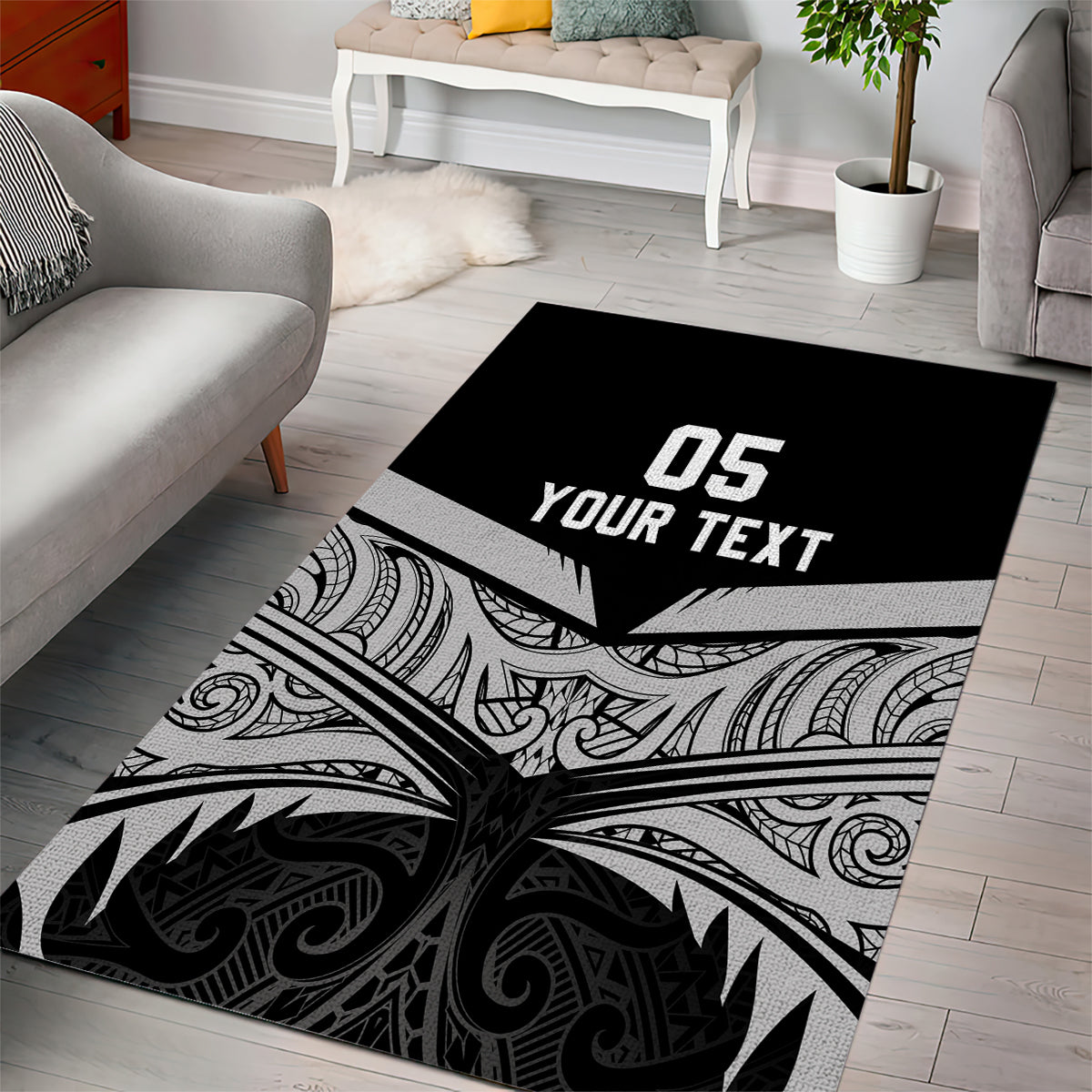 Custom New Zealand Cricket Area Rug Go Champions World Cup 2024 With Maori Pattern LT05 - Vibe Hoodie Shop