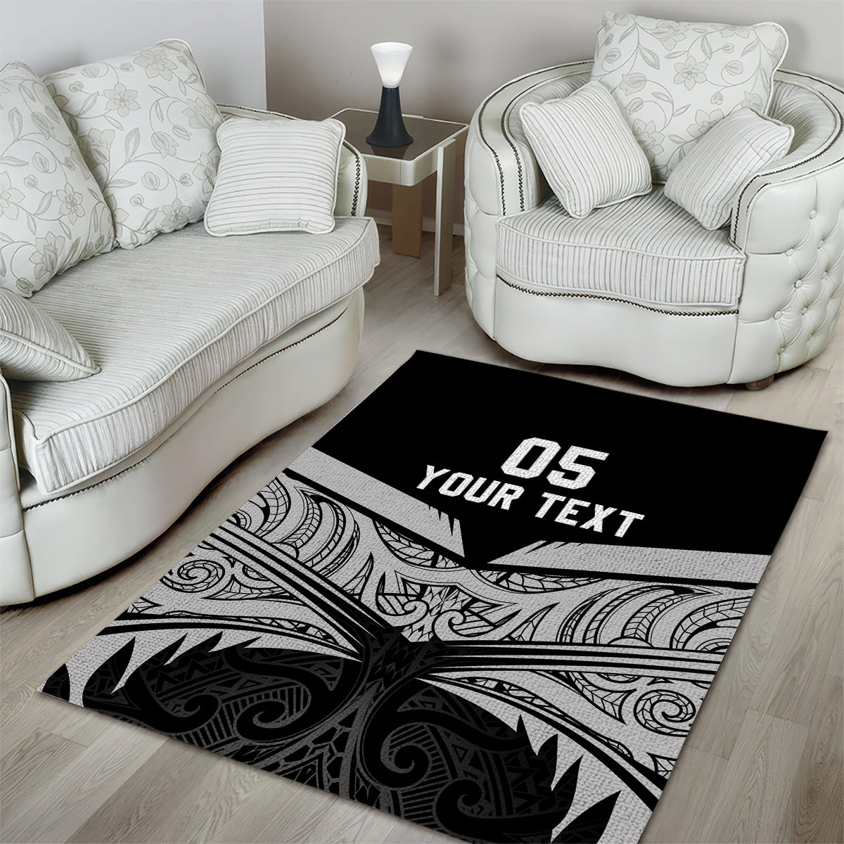 Custom New Zealand Cricket Area Rug Go Champions World Cup 2024 With Maori Pattern LT05 - Vibe Hoodie Shop