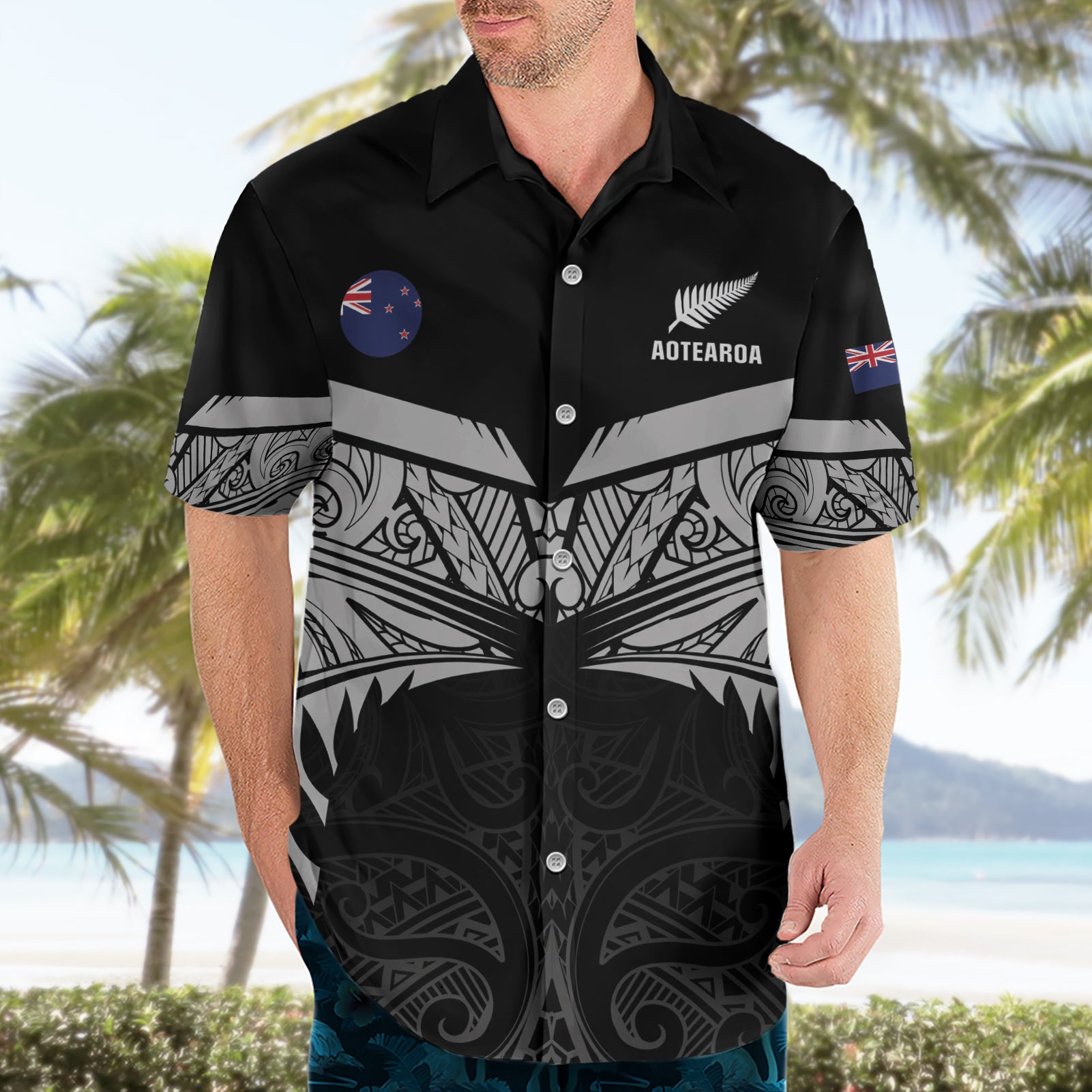 Custom New Zealand Cricket Hawaiian Shirt Go Champions World Cup 2024 With Maori Pattern LT05 - Vibe Hoodie Shop