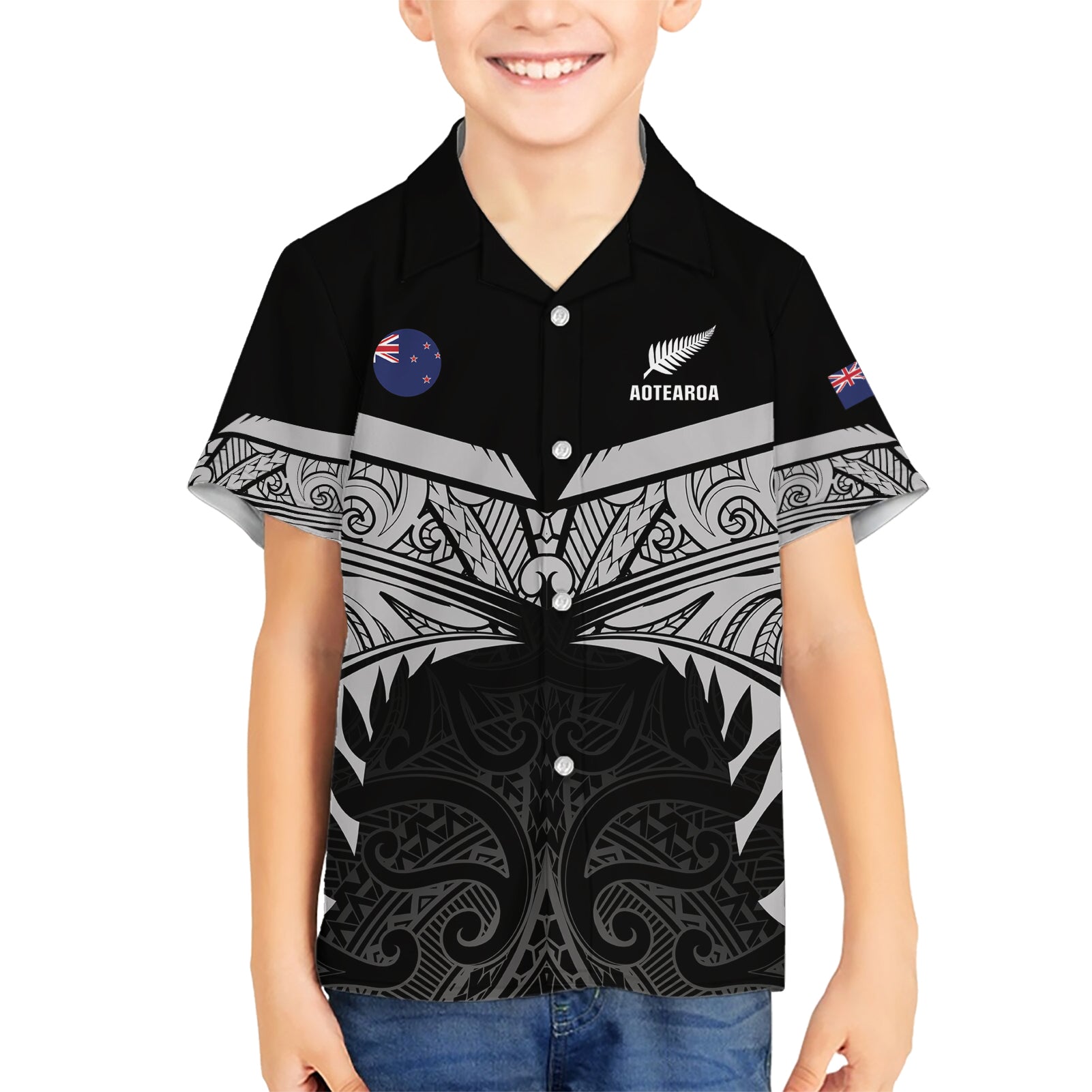 Custom New Zealand Cricket Hawaiian Shirt Go Champions World Cup 2024 With Maori Pattern LT05 - Vibe Hoodie Shop