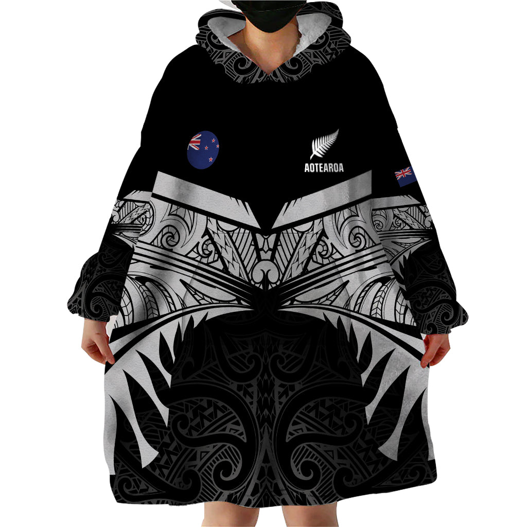 Custom New Zealand Cricket Wearable Blanket Hoodie Go Champions World Cup 2024 With Maori Pattern LT05 - Vibe Hoodie Shop