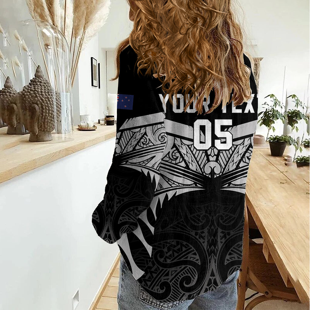 Custom New Zealand Cricket Women Casual Shirt Go Champions World Cup 2024 With Maori Pattern LT05 - Vibe Hoodie Shop