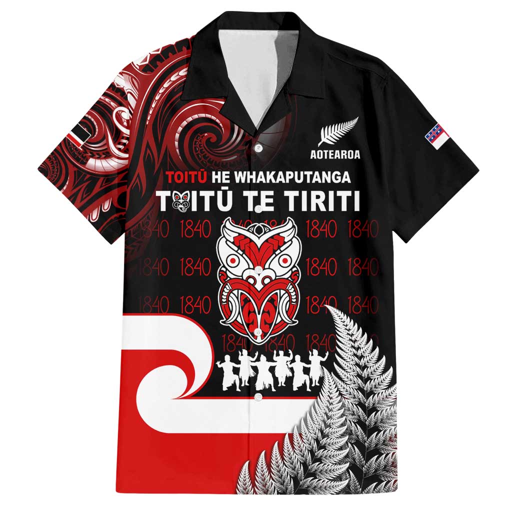 Aotearoa Toitu He Whakaputanga Family Matching Long Sleeve Bodycon Dress and Hawaiian Shirt Toitu Te Tiriti O Waitangi