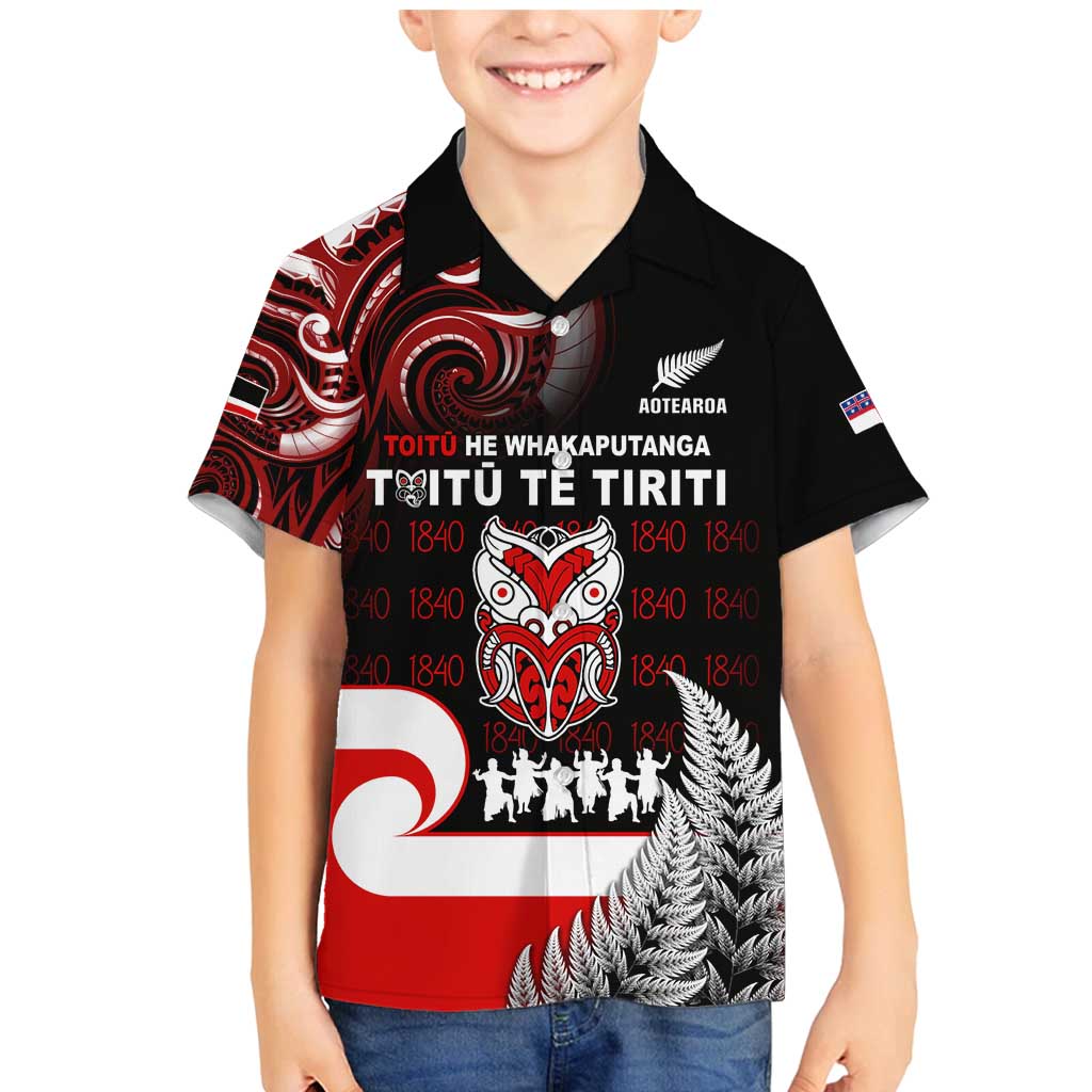 Aotearoa Toitu He Whakaputanga Family Matching Mermaid Dress and Hawaiian Shirt Toitu Te Tiriti O Waitangi