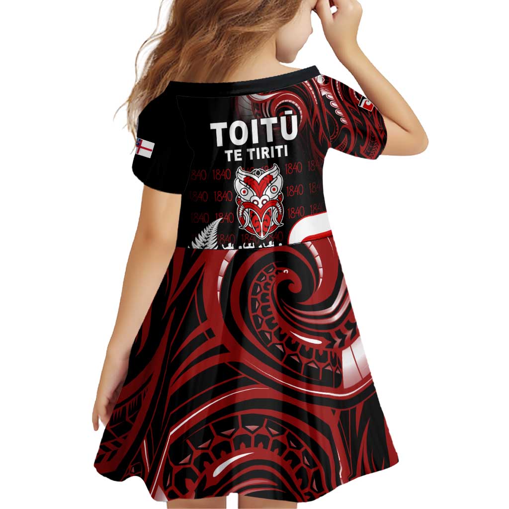 Aotearoa Toitu He Whakaputanga Family Matching Off Shoulder Short Dress and Hawaiian Shirt Toitu Te Tiriti O Waitangi