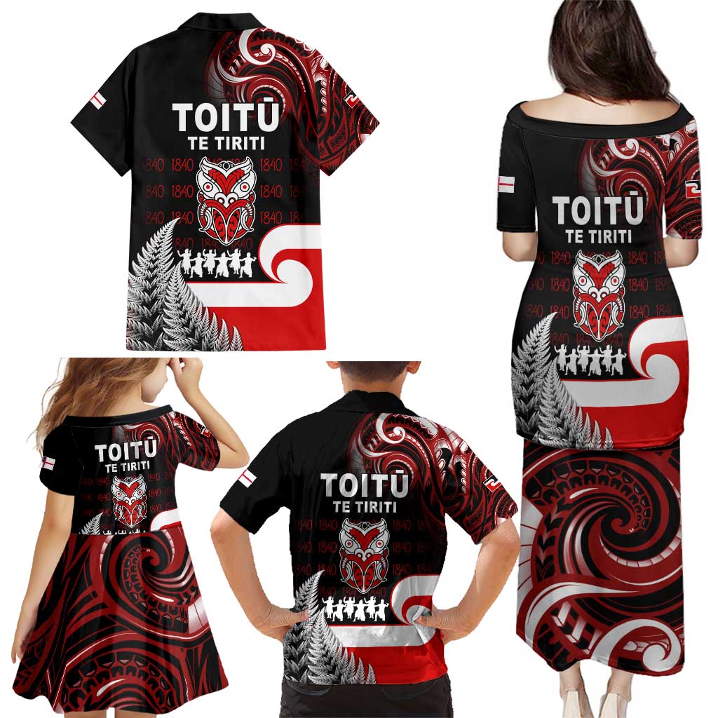 Aotearoa Toitu He Whakaputanga Family Matching Puletasi and Hawaiian Shirt Toitu Te Tiriti O Waitangi