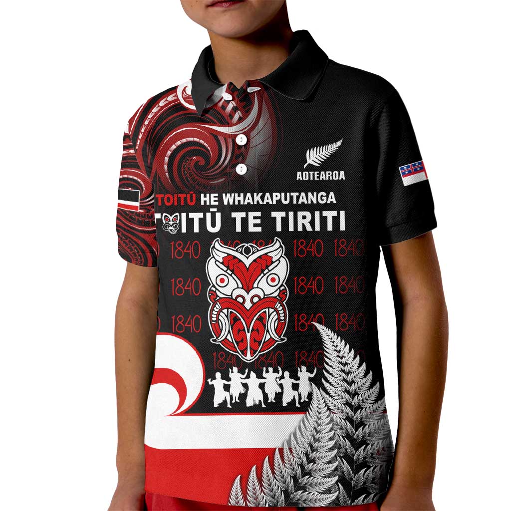 Aotearoa Toitu He Whakaputanga Kid Polo Shirt Toitu Te Tiriti O Waitangi LT05 - Vibe Hoodie Shop