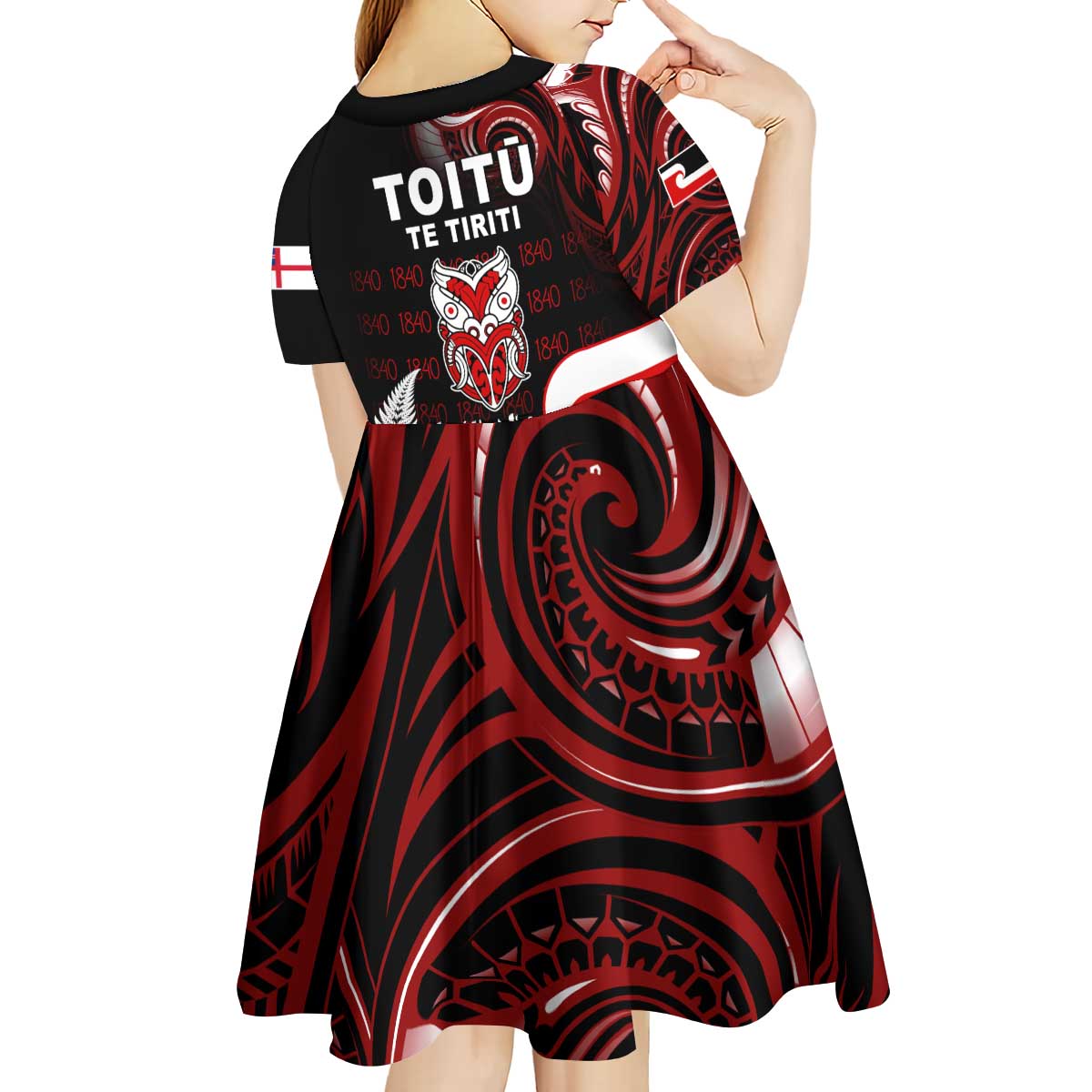 Aotearoa Toitu He Whakaputanga Kid Short Sleeve Dress Toitu Te Tiriti O Waitangi LT05 - Vibe Hoodie Shop