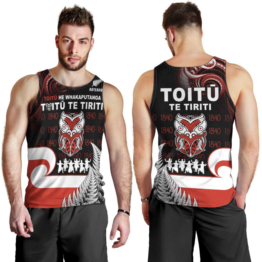 Aotearoa Toitu He Whakaputanga Men Tank Top Toitu Te Tiriti O Waitangi LT05 - Vibe Hoodie Shop