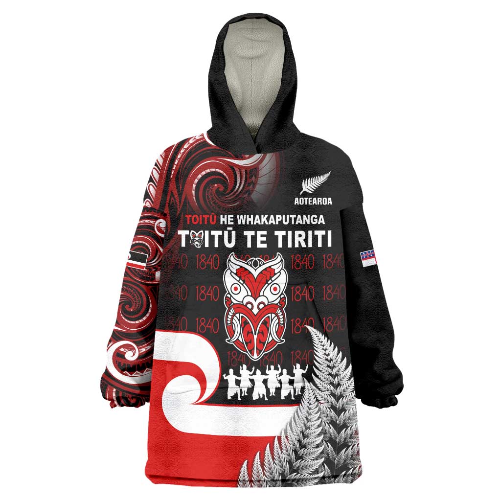 Aotearoa Toitu He Whakaputanga Wearable Blanket Hoodie Toitu Te Tiriti O Waitangi LT05 - Vibe Hoodie Shop