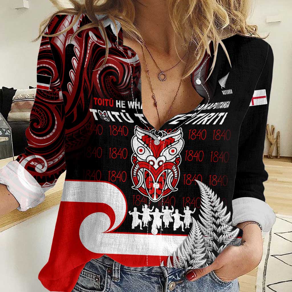 Aotearoa Toitu He Whakaputanga Women Casual Shirt Toitu Te Tiriti O Waitangi LT05 - Vibe Hoodie Shop