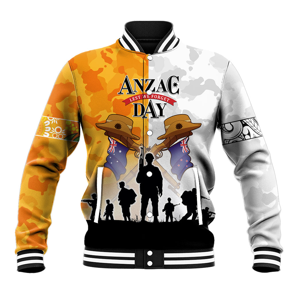 Australia And New Zealand ANZAC Day Baseball Jacket Lest We Forget LT05 - Vibe Hoodie Shop