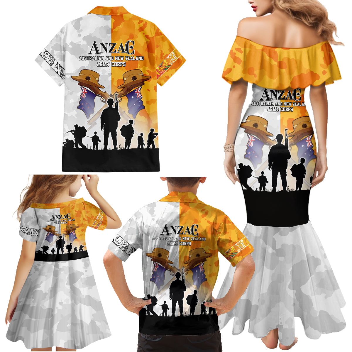 Australia And New Zealand ANZAC Day Family Matching Mermaid Dress and Hawaiian Shirt Lest We Forget