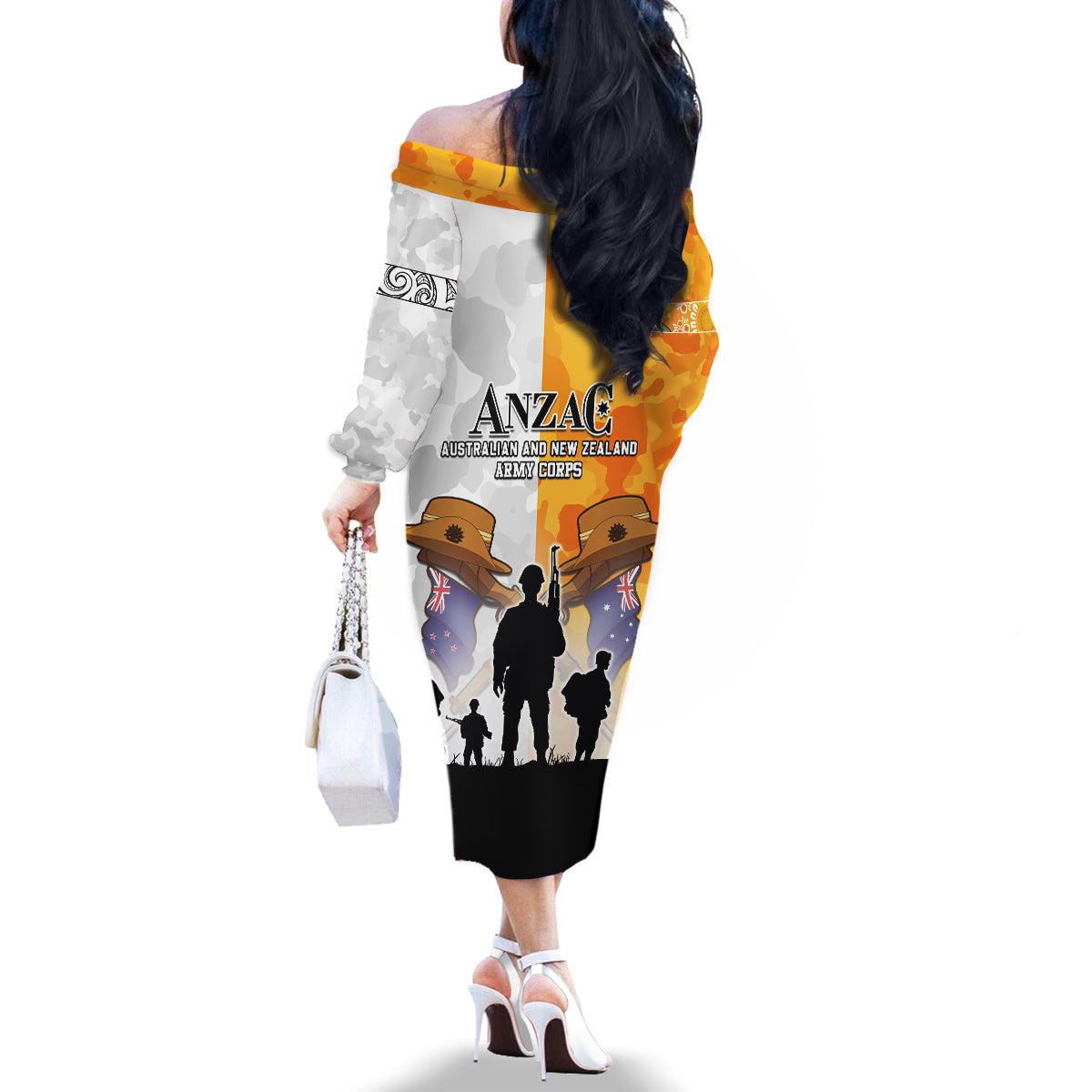 Australia And New Zealand ANZAC Day Family Matching Off The Shoulder Long Sleeve Dress and Hawaiian Shirt Lest We Forget