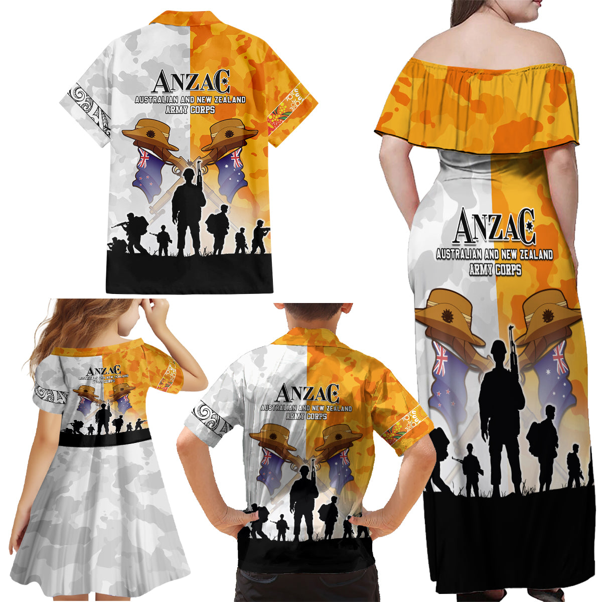 Australia And New Zealand ANZAC Day Family Matching Off Shoulder Maxi Dress and Hawaiian Shirt Lest We Forget