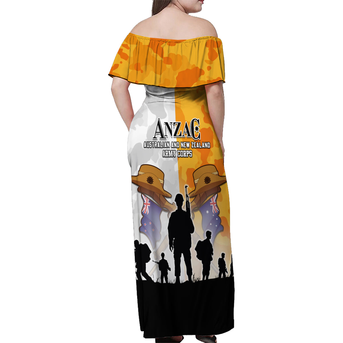 Australia And New Zealand ANZAC Day Family Matching Off Shoulder Maxi Dress and Hawaiian Shirt Lest We Forget