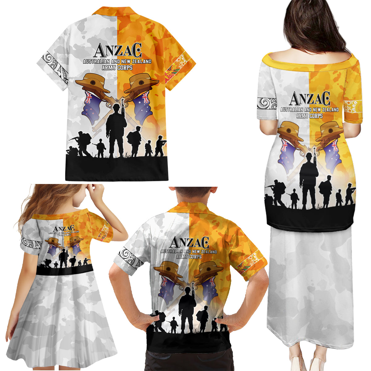 Australia And New Zealand ANZAC Day Family Matching Puletasi and Hawaiian Shirt Lest We Forget