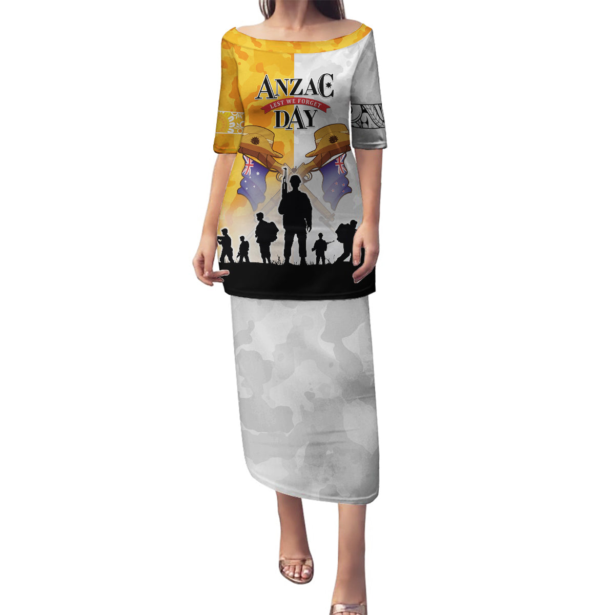 Australia And New Zealand ANZAC Day Family Matching Puletasi and Hawaiian Shirt Lest We Forget