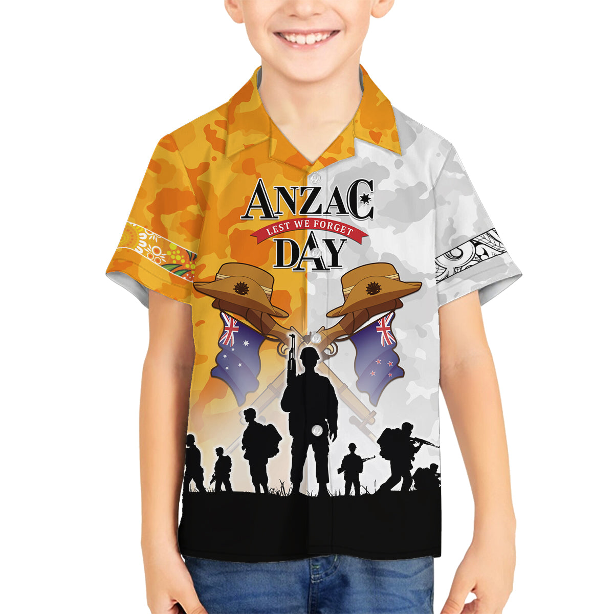 Australia And New Zealand ANZAC Day Family Matching Puletasi and Hawaiian Shirt Lest We Forget
