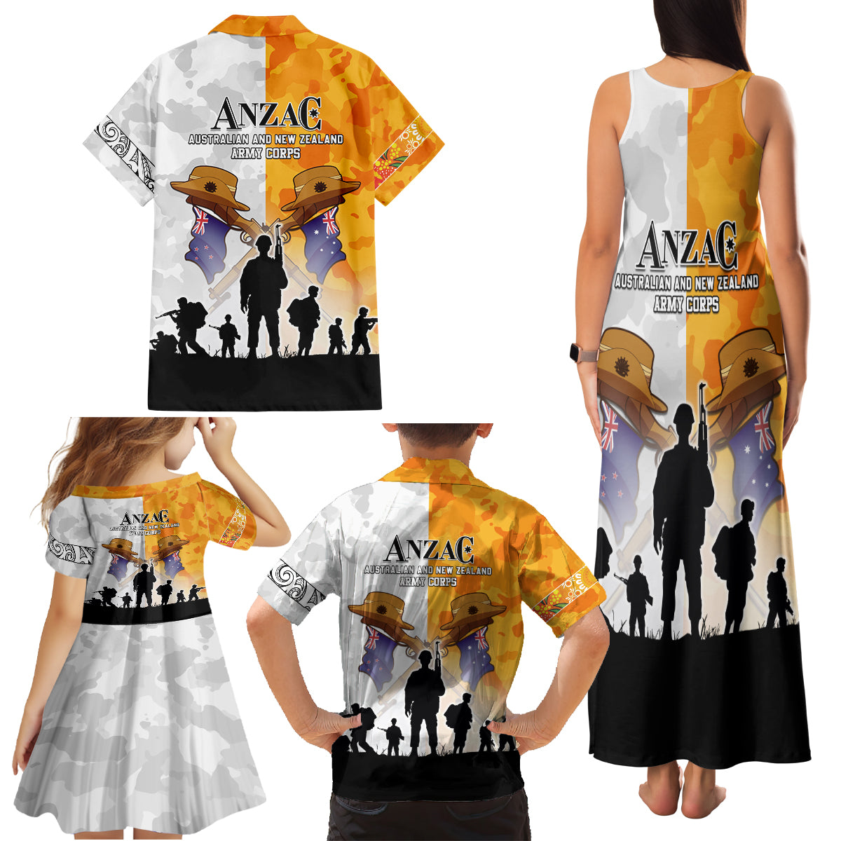 Australia And New Zealand ANZAC Day Family Matching Tank Maxi Dress and Hawaiian Shirt Lest We Forget