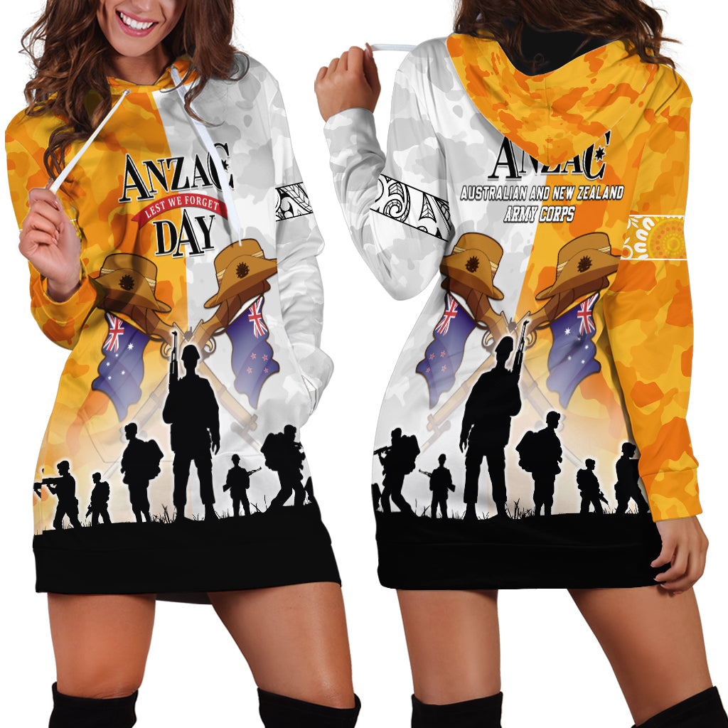 Australia And New Zealand ANZAC Day Hoodie Dress Lest We Forget LT05 - Vibe Hoodie Shop