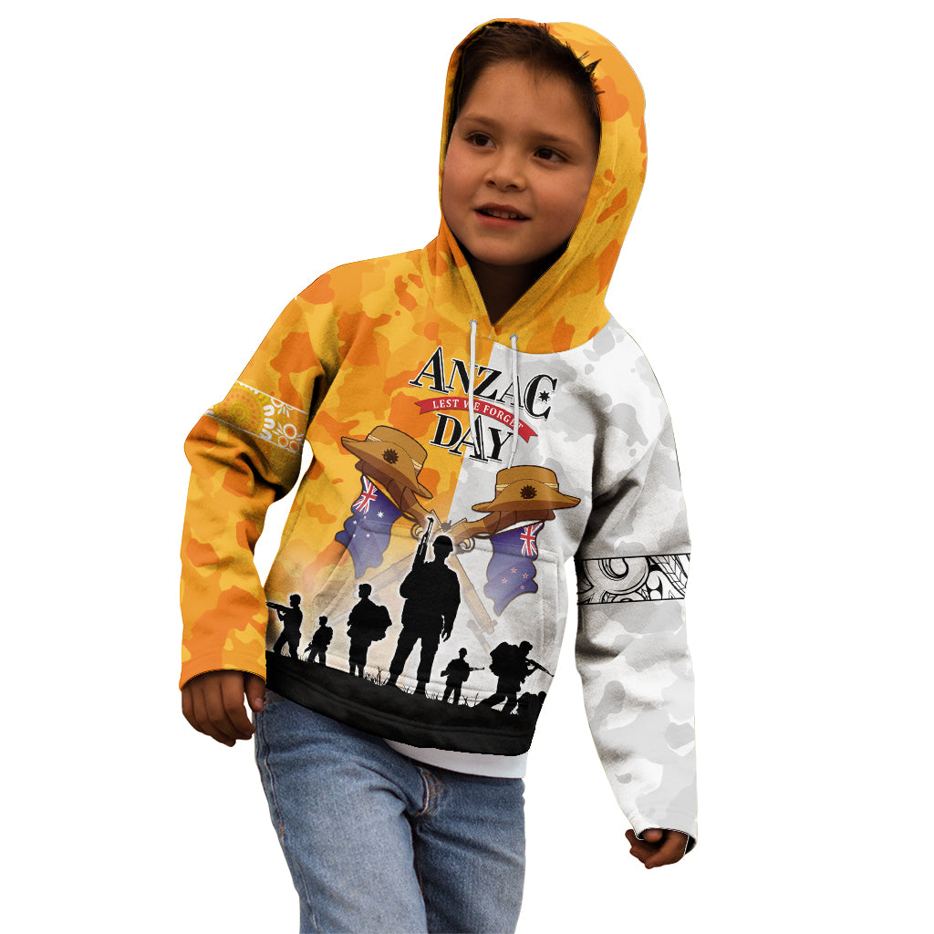 Australia And New Zealand ANZAC Day Kid Hoodie Lest We Forget LT05 - Vibe Hoodie Shop