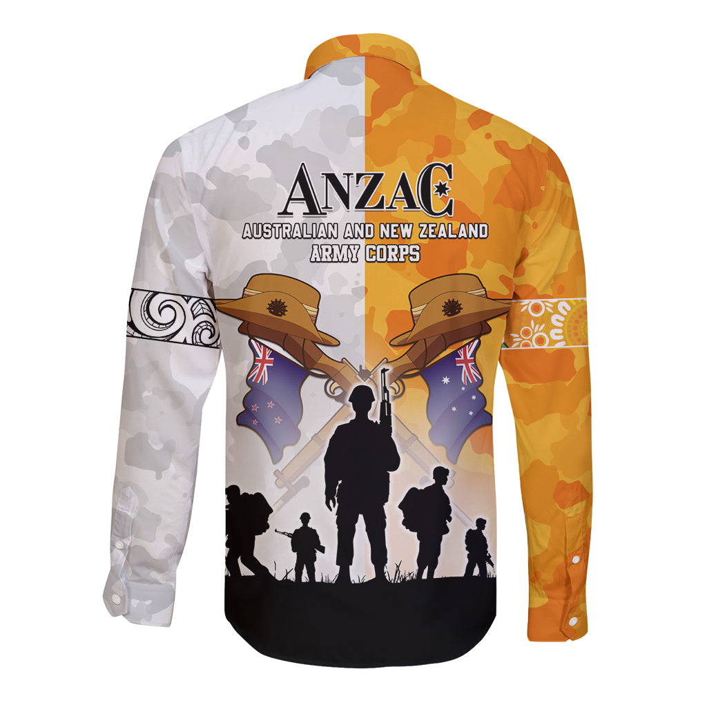 Australia And New Zealand ANZAC Day Long Sleeve Button Shirt Lest We Forget LT05 - Vibe Hoodie Shop