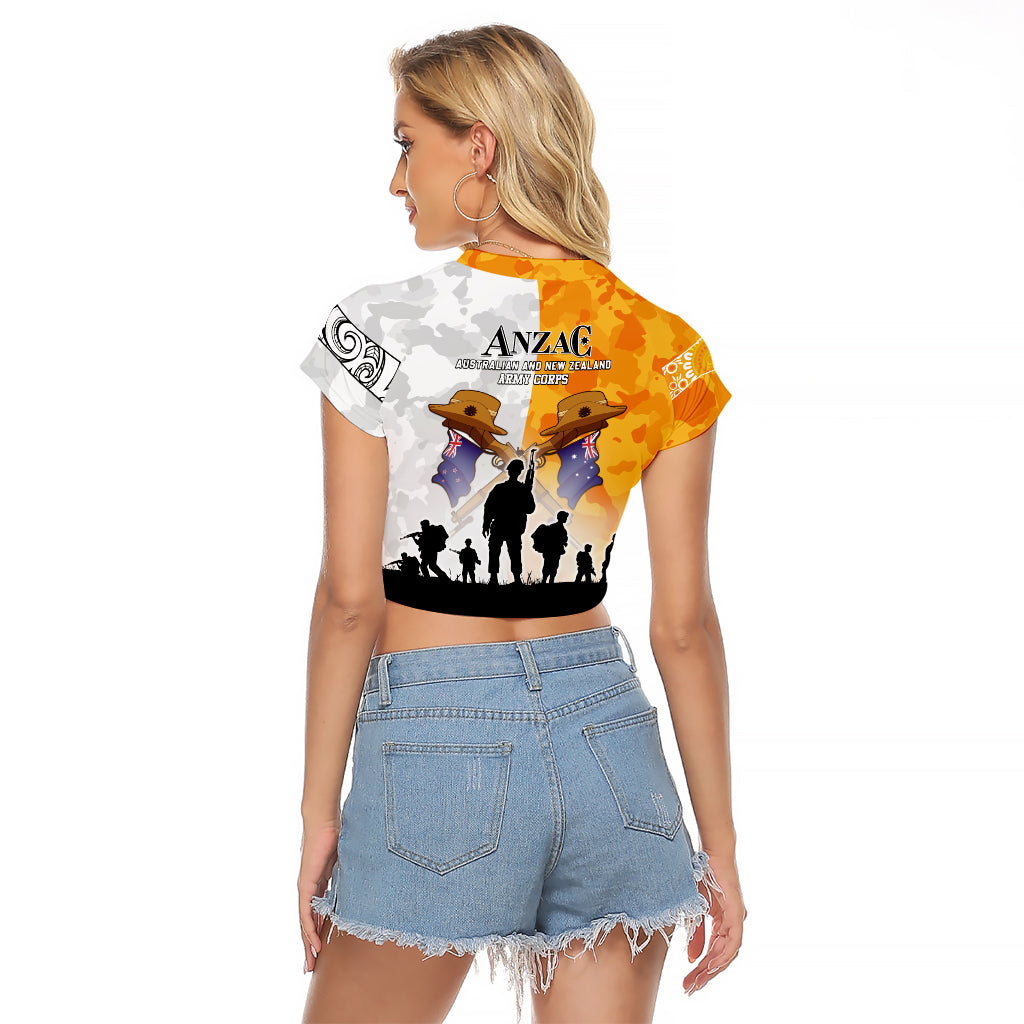 Australia And New Zealand ANZAC Day Raglan Cropped T Shirt Lest We Forget LT05 - Vibe Hoodie Shop