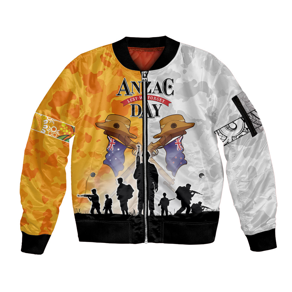 Australia And New Zealand ANZAC Day Sleeve Zip Bomber Jacket Lest We Forget