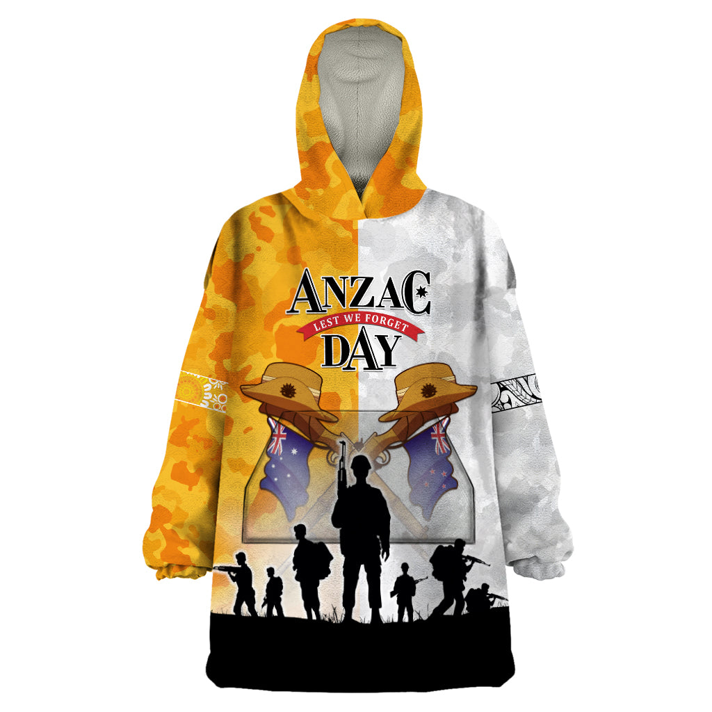 Australia And New Zealand ANZAC Day Wearable Blanket Hoodie Lest We Forget LT05 - Vibe Hoodie Shop