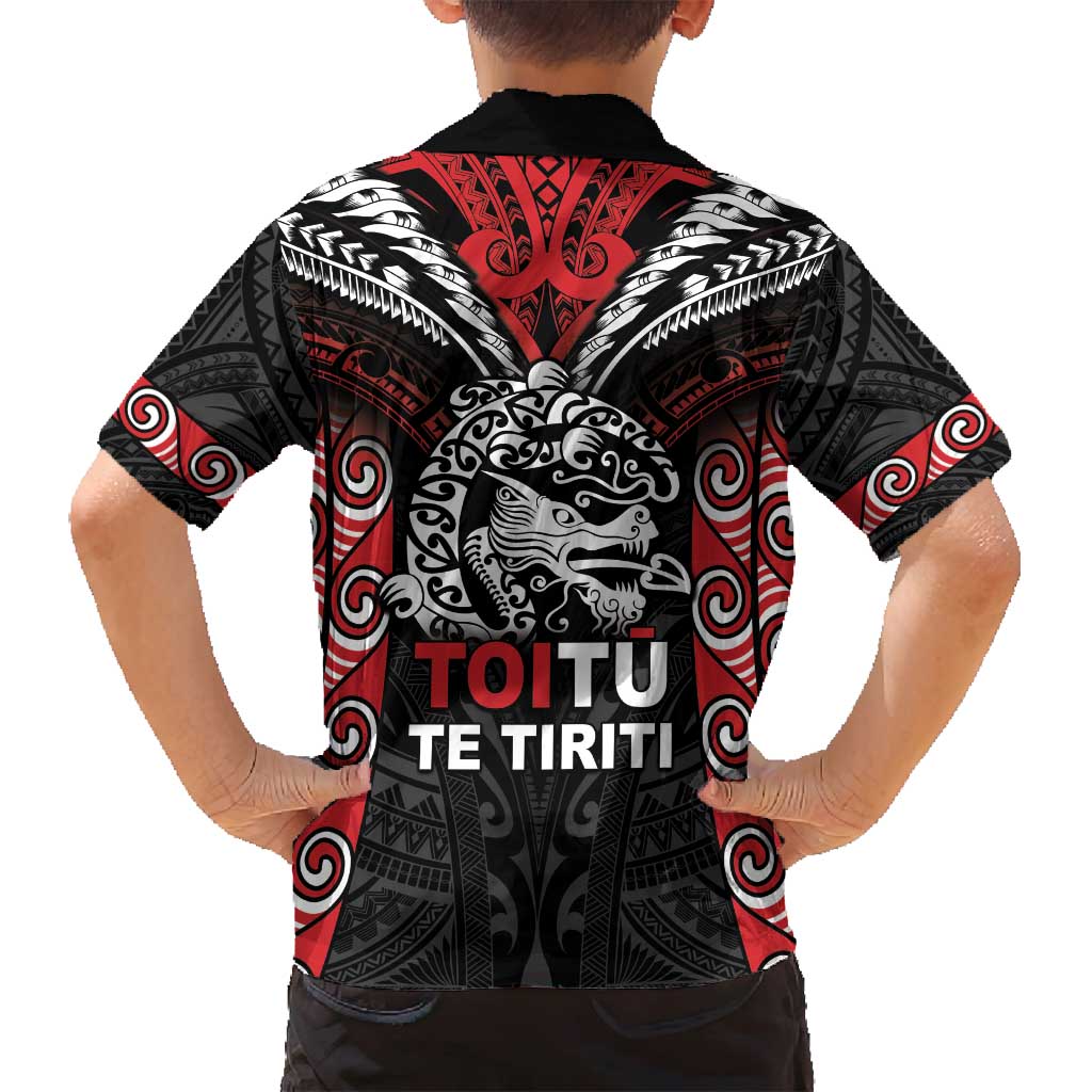 Aotearoa Mana Maori Family Matching Long Sleeve Bodycon Dress and Hawaiian Shirt Toitu Te Tiriti