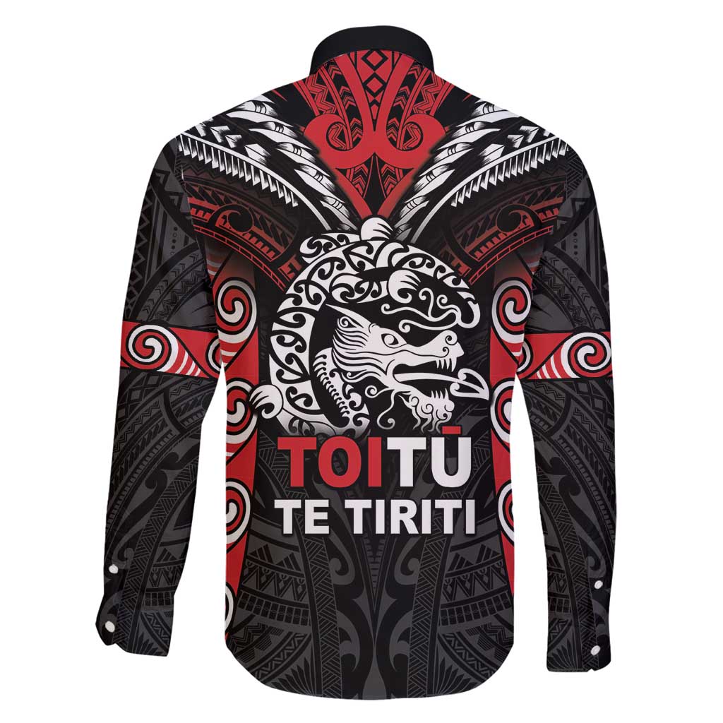 Aotearoa Mana Maori Family Matching Long Sleeve Bodycon Dress and Hawaiian Shirt Toitu Te Tiriti