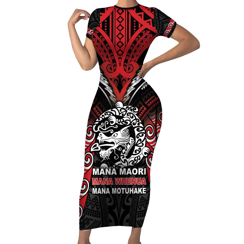 Aotearoa Mana Maori Family Matching Short Sleeve Bodycon Dress and Hawaiian Shirt Toitu Te Tiriti