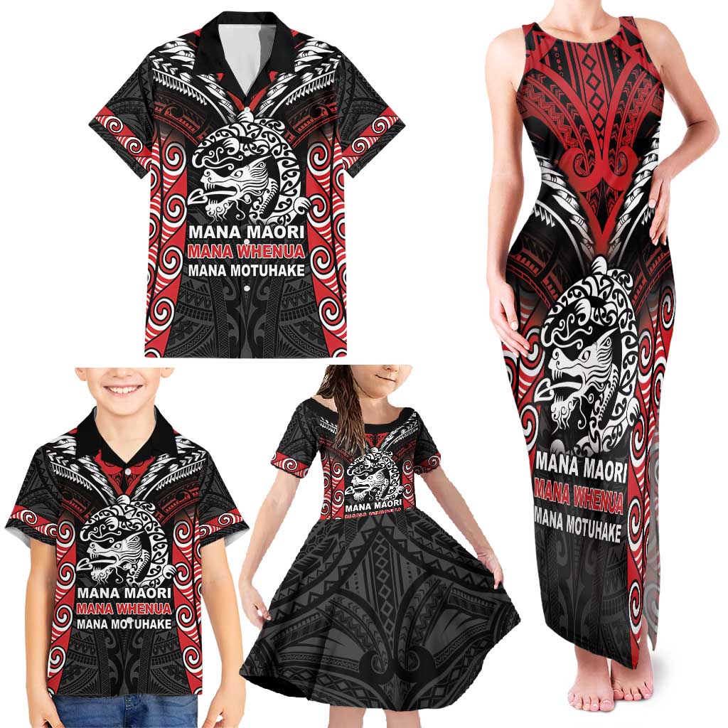 Aotearoa Mana Maori Family Matching Tank Maxi Dress and Hawaiian Shirt Toitu Te Tiriti