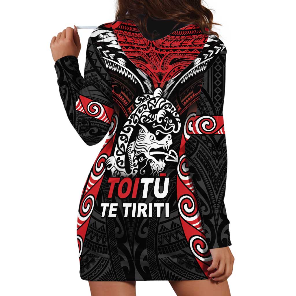 Aotearoa Mana Maori Hoodie Dress Toitu Te Tiriti LT05 - Vibe Hoodie Shop