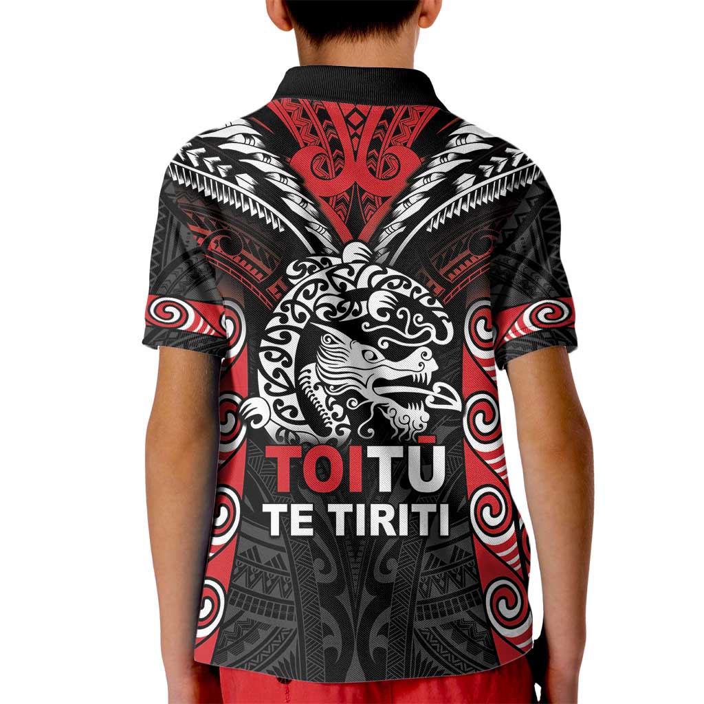Aotearoa Mana Maori Kid Polo Shirt Toitu Te Tiriti LT05 - Vibe Hoodie Shop
