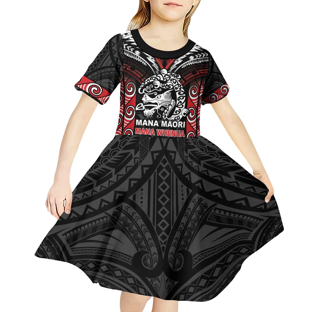 Aotearoa Mana Maori Kid Short Sleeve Dress Toitu Te Tiriti LT05 - Vibe Hoodie Shop