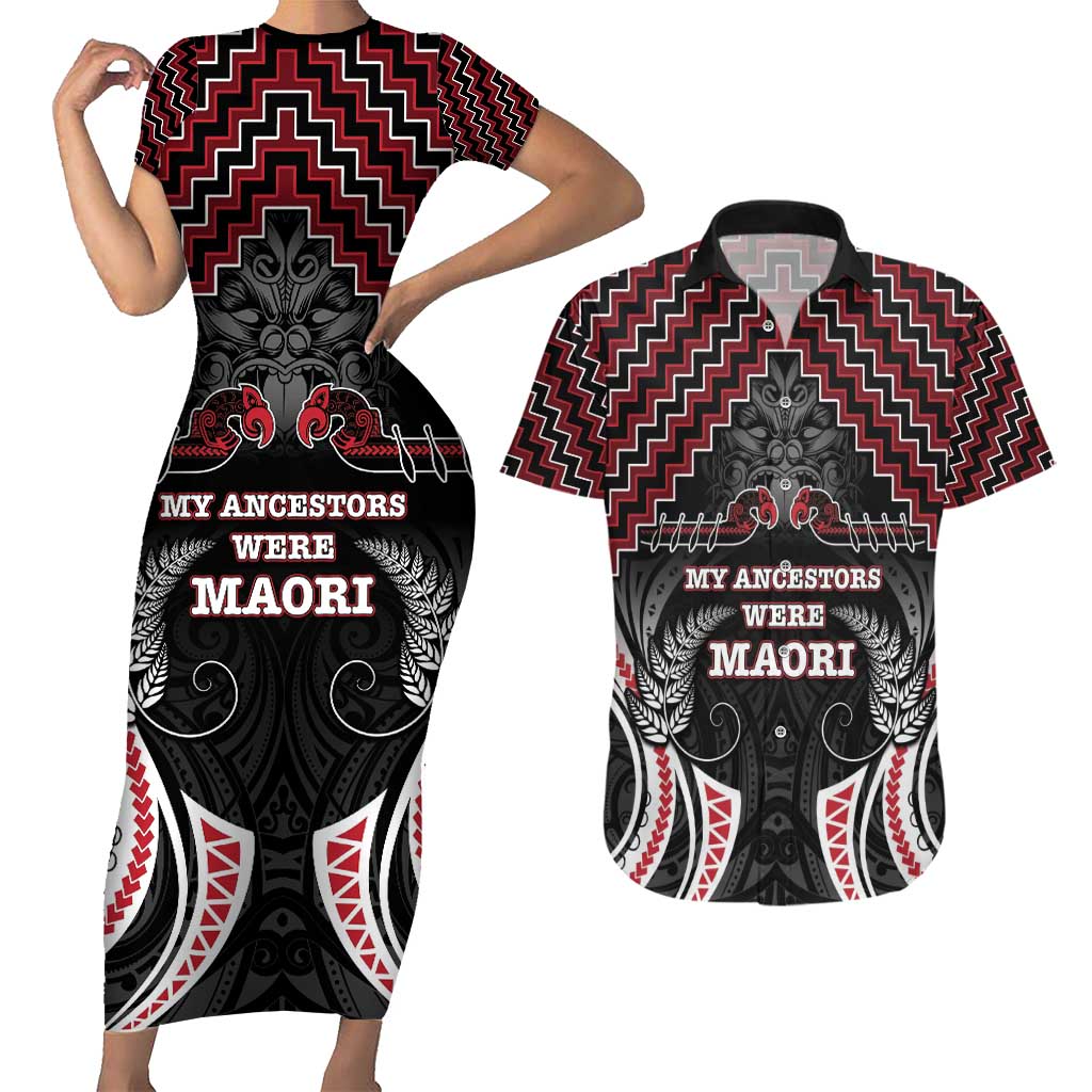 Aotearoa Couples Matching Short Sleeve Bodycon Dress and Hawaiian Shirt Proud To Be Maori