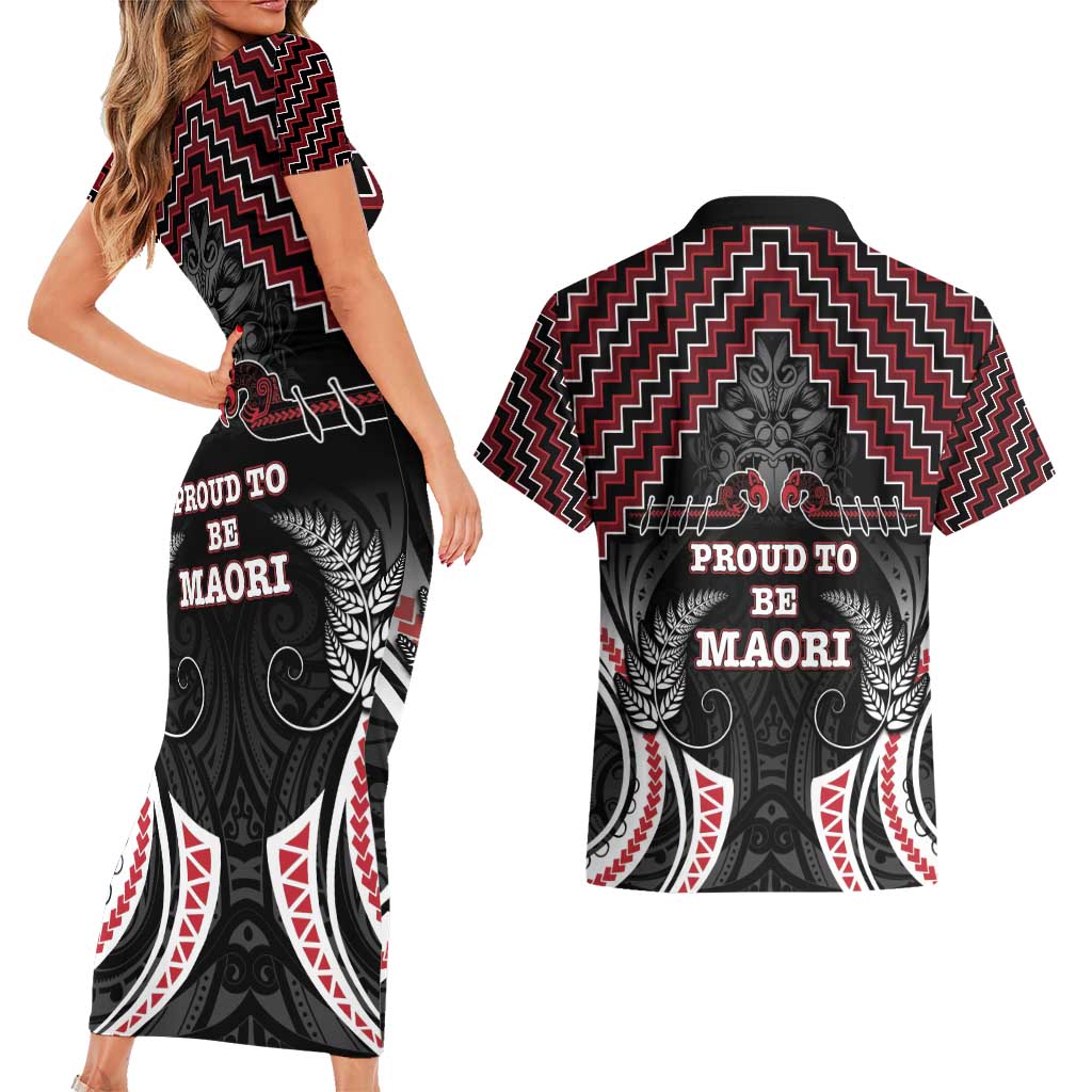 Aotearoa Couples Matching Short Sleeve Bodycon Dress and Hawaiian Shirt Proud To Be Maori