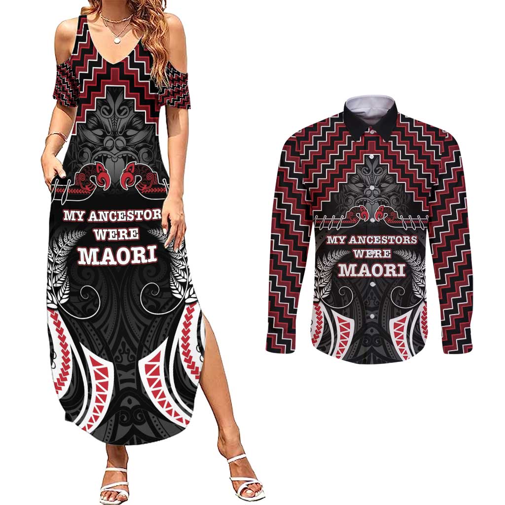 Aotearoa Couples Matching Summer Maxi Dress and Long Sleeve Button Shirt Proud To Be Maori