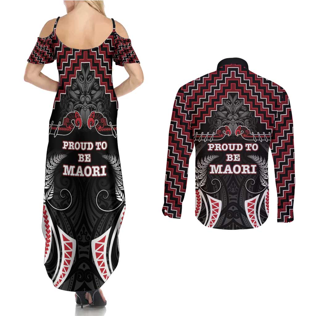 Aotearoa Couples Matching Summer Maxi Dress and Long Sleeve Button Shirt Proud To Be Maori