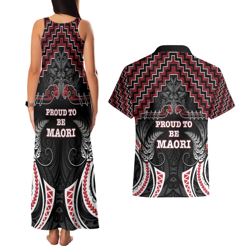 Aotearoa Couples Matching Tank Maxi Dress and Hawaiian Shirt Proud To Be Maori