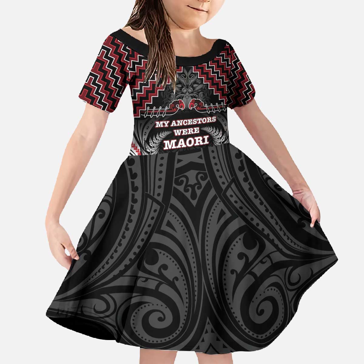 Aotearoa Family Matching Off The Shoulder Long Sleeve Dress and Hawaiian Shirt Proud To Be Maori