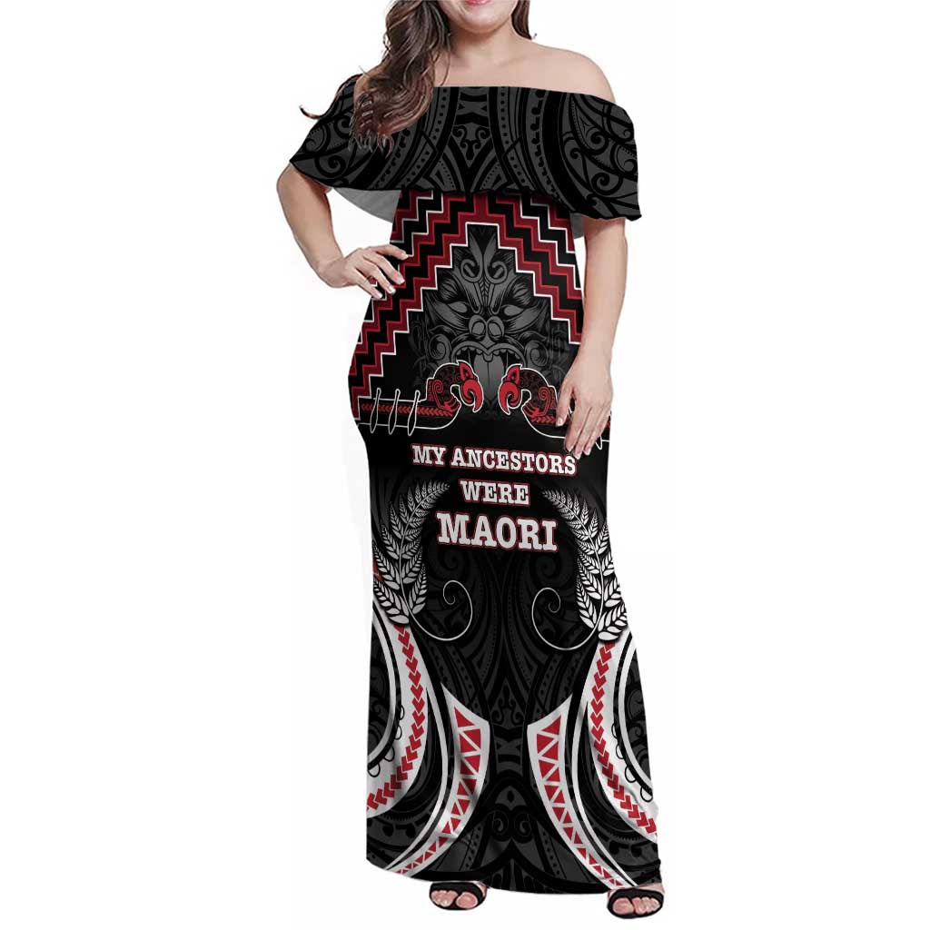 Aotearoa Family Matching Off Shoulder Maxi Dress and Hawaiian Shirt Proud To Be Maori