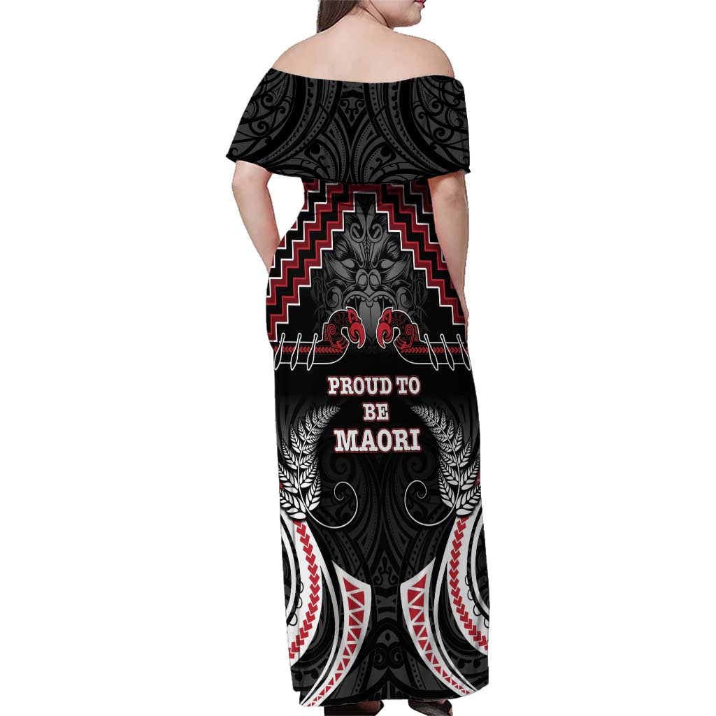 Aotearoa Family Matching Off Shoulder Maxi Dress and Hawaiian Shirt Proud To Be Maori