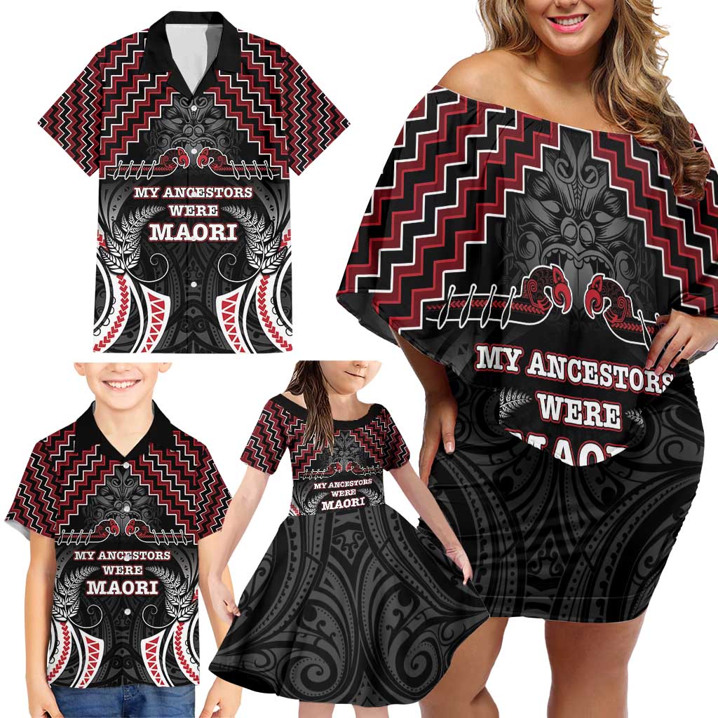 Aotearoa Family Matching Off Shoulder Short Dress and Hawaiian Shirt Proud To Be Maori