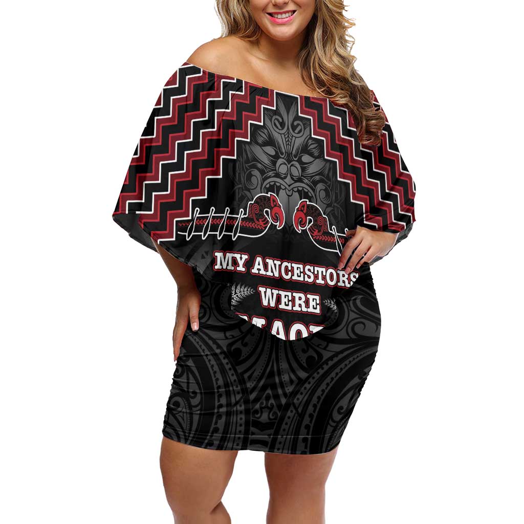 Aotearoa Family Matching Off Shoulder Short Dress and Hawaiian Shirt Proud To Be Maori