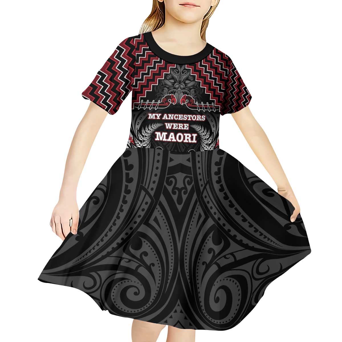 Aotearoa Kid Short Sleeve Dress Proud To Be Maori LT05 - Vibe Hoodie Shop